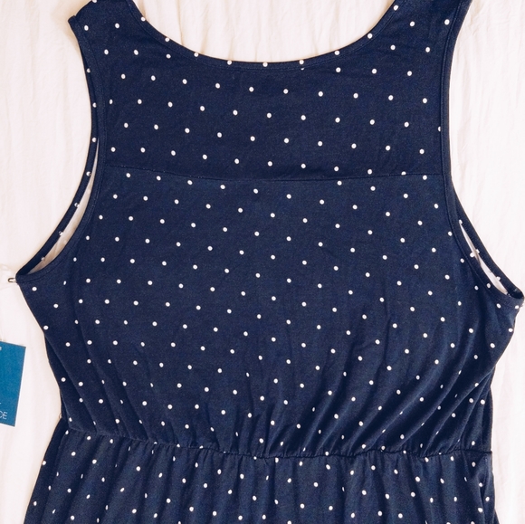 Market & Spruce Plus Size Navy Polkadot Keyhole Dress - Picture 2 of 6
